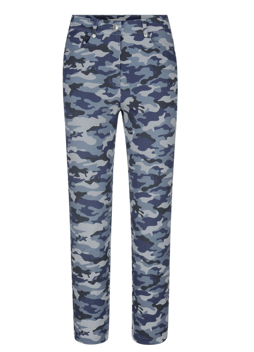 Broeken - Broek met camouflagepatroon Broeken - Broek met camouflagepatroon, in Größe 019 bis 052, in Farbe ROOKBLAUW-MARINE