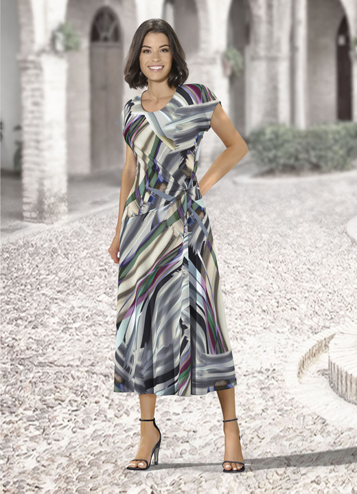 Jurken - Jurk, in Größe 019 bis 054, in Farbe OLIV-SAND-AUBERGINE-BUNT