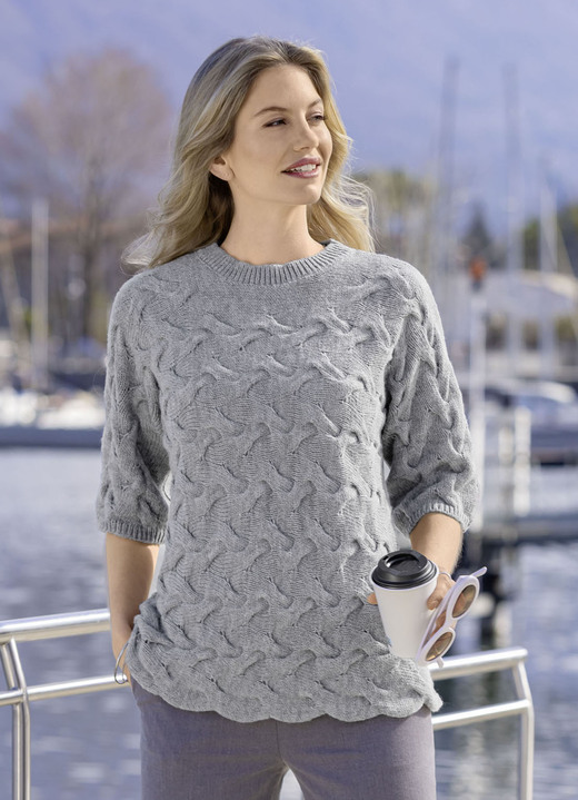 Basics - Trui met alpaca, in Größe L(44/46) bis XXL(52/54), in Farbe GRIJS MOTIEF Ansicht 1