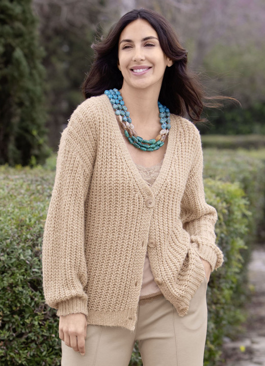 Basics - Cardigan met paillettengaren Basics - Cardigan met paillettengaren, in Größe 036 bis 052, in Farbe BEIGE MELIERT