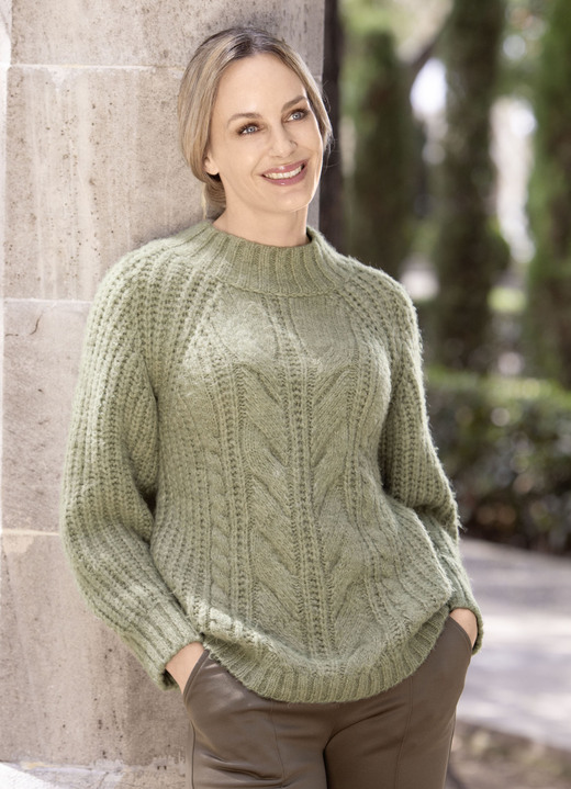 Basics - Pullover, in Größe 036 bis 052, in Farbe OLIV MELIERT Ansicht 1