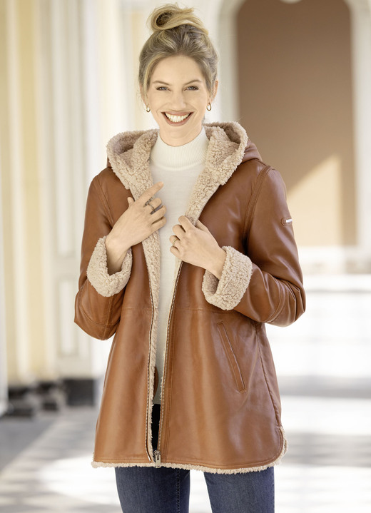 Lederjacken - Lederjacke, in Größe 036 bis 050, in Farbe COGNAC-BEIGE Ansicht 1