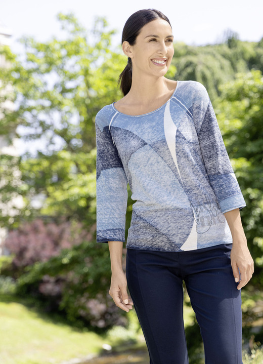 RABE - Trui in een lichte batiklook RABE - Trui in een lichte batiklook, in Größe 036 bis 052, in Farbe JEANSBLAU-MULTICOLOR