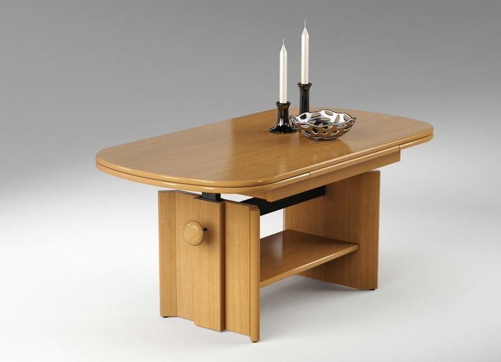 Klassieke meubels - In hoogte verstelbare en uitschuifbare salontafel, in Farbe BEUKEN Ansicht 1