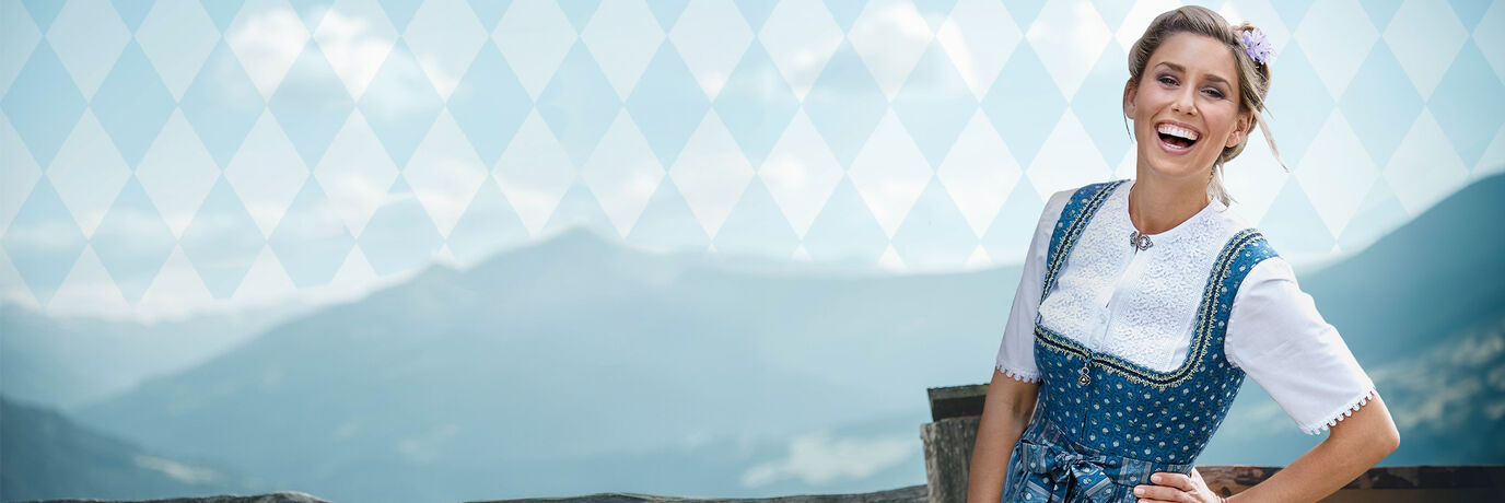 Dame in blauwe dirndl