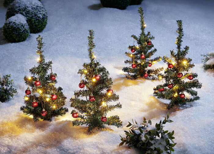 Led-dennenboom met ballen, set van 4 