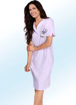 Set van twee nachthemden met knoopsluiting, bies en ronde split 