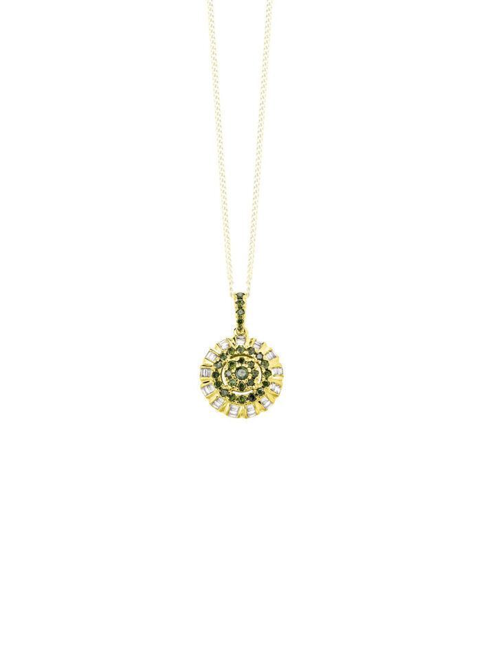 Hanger met briljant geslepen en baguette diamanten 
