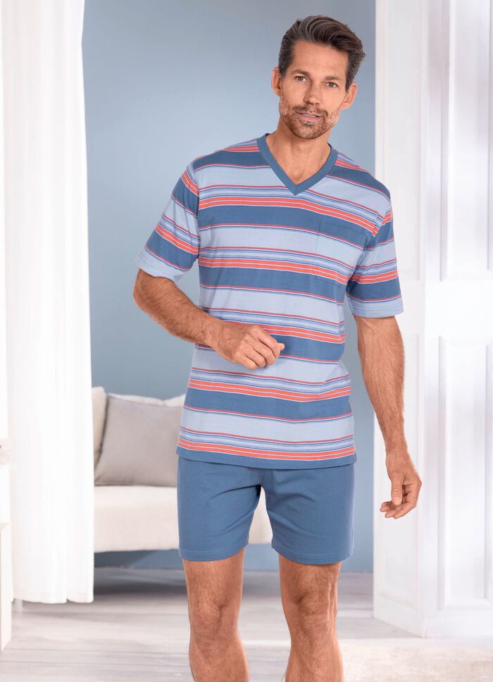 Tweepak korte broeken met V-hals en borstzakje 