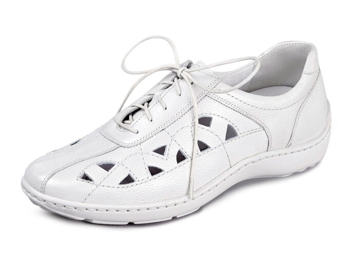 Waldläufer, zomerse dames veterschoenen, breedte H, met uitneembaar voetbed NATUURWIT