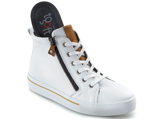 Toosoft enkellaarsjes met inzetstukken in cognac WIT