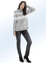 Jeans met sierband in rits-look ANTRACIET