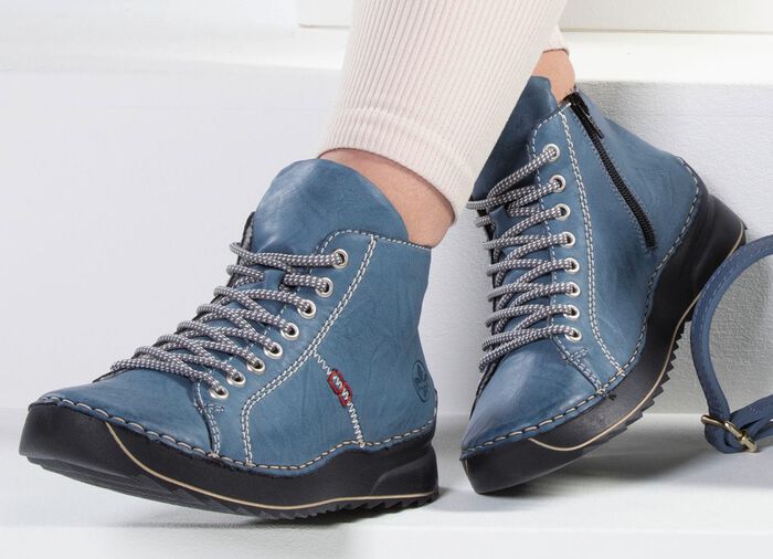Rieker, sportieve dameslaarzen, winterschoenen, met rits BLAUW