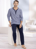 Pyjama met knoopsluiting en open randen 