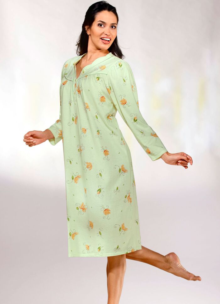 Twee-pack nachtjaponnen, lange mouwen met knoopsluiting 