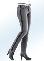Magic-jeans met trendy galonstrepen DONKERGRIJS