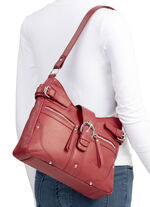 Laurina, tas, dames, van leer RUBINROT