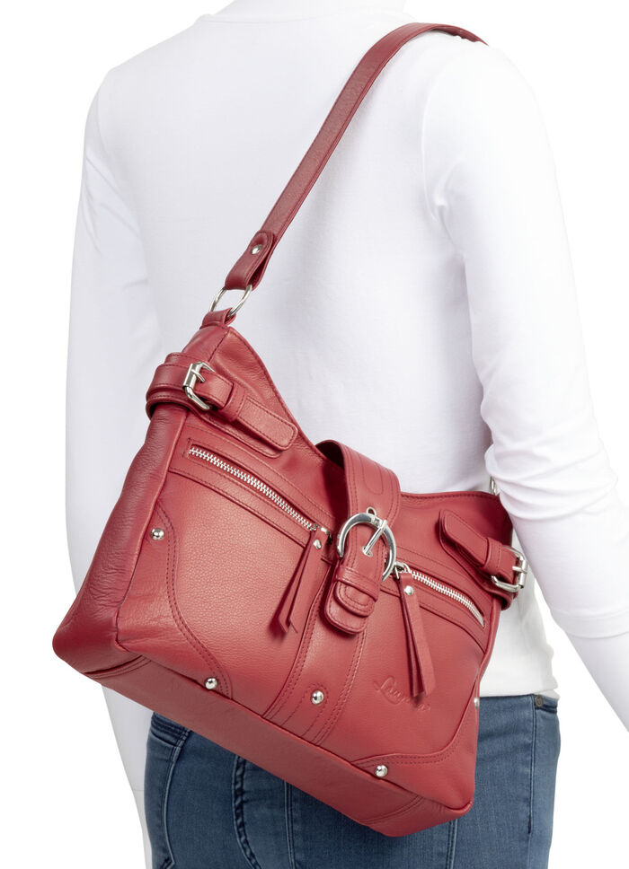 Laurina, tas, dames, van leer RUBINROT