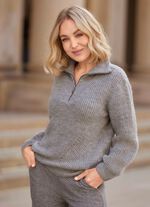 Trui met coltrui en decoratieve rand 