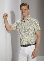 Bedrukt overhemd "Milano Italy". KHAKI WIT