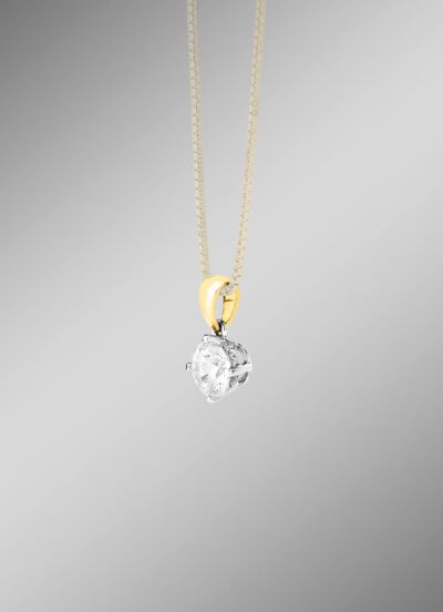 Solitaire hanger in bicolor met diamant 