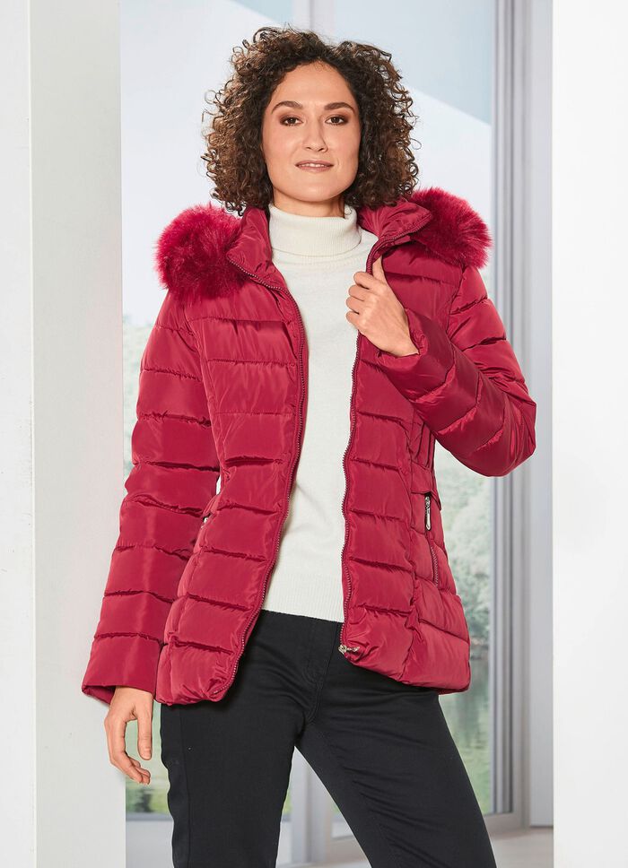 Jas met afneembare kunstbontkraag 