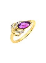 Elegante damesring met echte amethist en 2 diamanten 