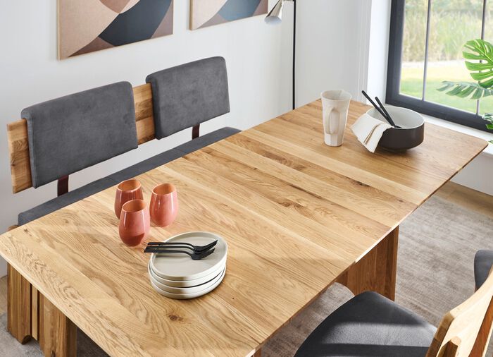 Bankstel met frame van massief, geolied eikenhout 