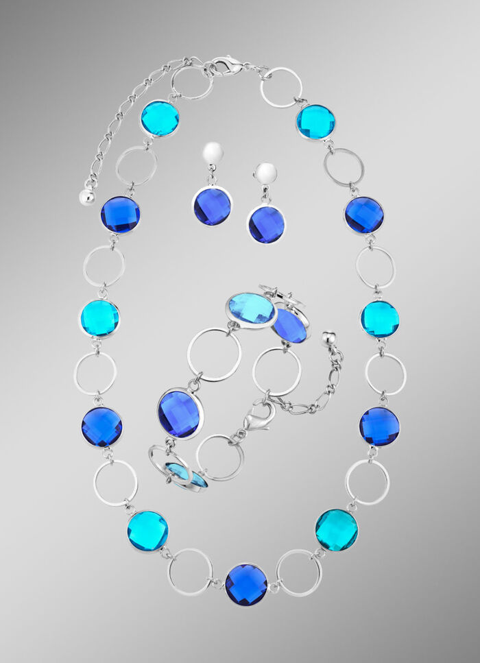 Sieradenset, 3-delig, met kristalstenen 