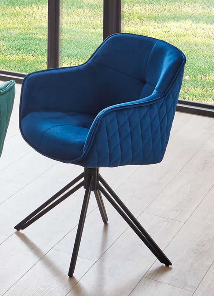 Draaifauteuils met fluwelen bekleding, set van 2 BLAU