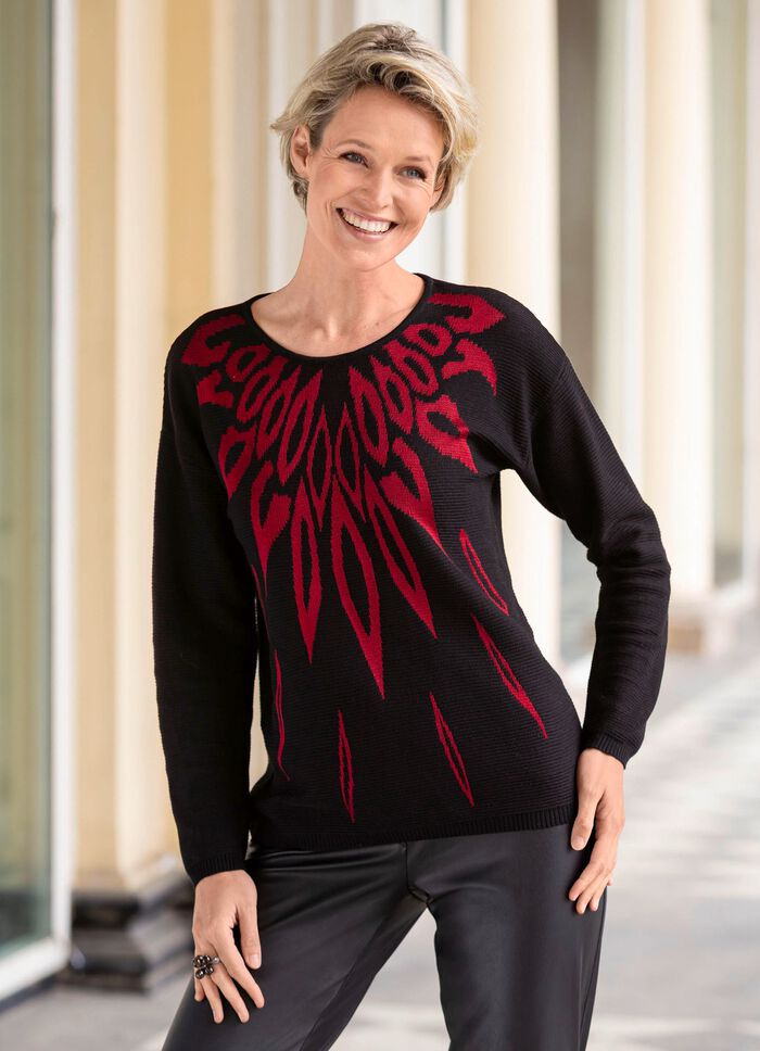 Trui met elegante glanzende jacquard 