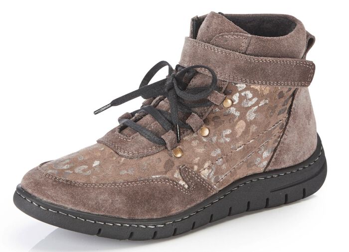 ELENA EDEN veterlaarsje van su&egrave;de TAUPE