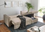 Gestoffeerde hoek met bedfunctie BEIGE