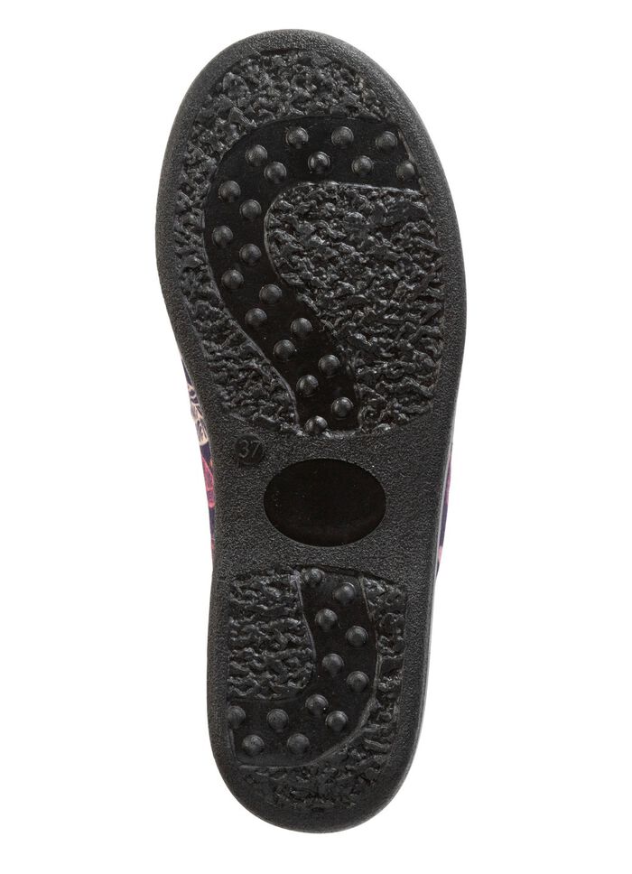 Set van twee gevoerde damespantoffels, breedte H, met textielprint 