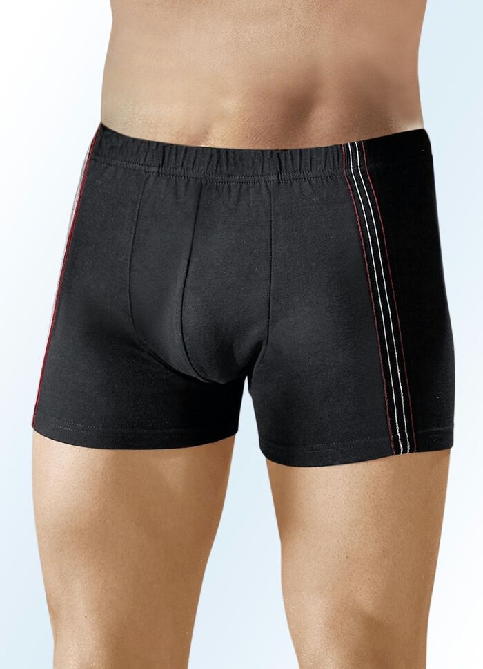 Set van vier boxershorts, effen met contrasterende zijkant, in 2 kleurcombinaties 