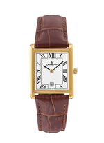 Dugena quartz herenhorloge met roestvrijstalen kast en leren band 