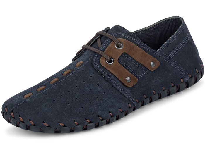 Comfortabele veterschoenen in 3 kleuren met vlotte sierlijke vetergaten NAVY-BRUIN