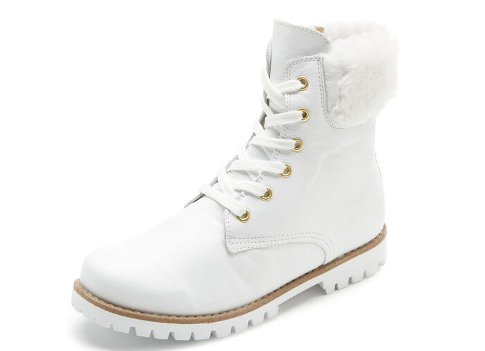 Andrea Conti veterlaarsje met pluizige pluche kraag WIT