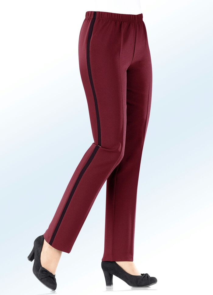 Broek met galonstrepen ROBIJNROOD ZWART