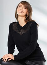 Trui met meshkant en strassversiering 