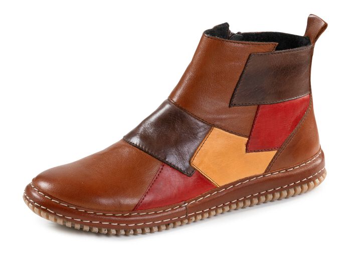 Tweelingen Patchwork Bootie COGNAC-KLEURIG
