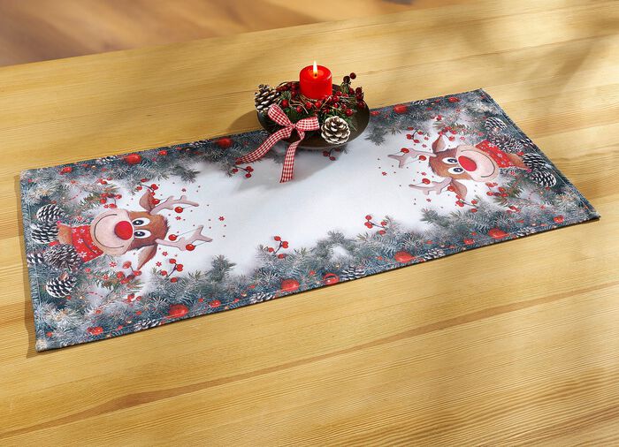 Tafel- en raamdecoratie met grappig elandmotief WIT