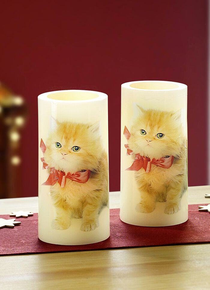 Echte waskaarsen met led, set van 2 