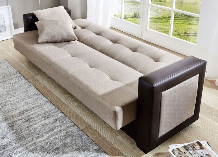 Slaapbank inclusief kussen BRUIN-BEIGE