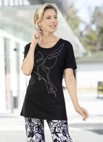 Zwart overhemd met elegante strassversiering 