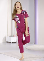 Laurina pyjama met 7/8 broek en elastische tailleband BORDEAUX