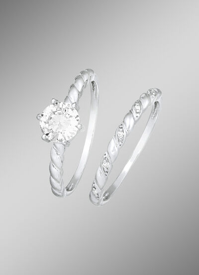 2-delige ringset met synth. zirkonia 