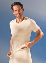 Kortmouw pulloverjasje met angora in ecru 