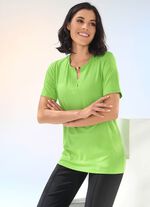 Shirt met decoratieve kralen aan de ronde hals in 2 kleuren LIMOEN