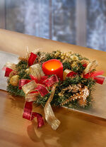 Dennenkrans met LED-kaars 